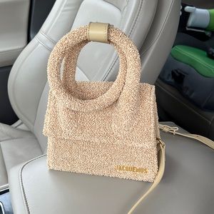 Jacquemus Le Chiquito faux shearling raffia tote bag